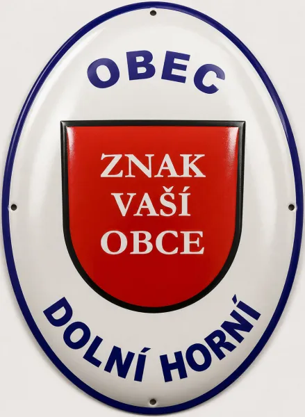 Smaltovaná cedule se znakem obce O12-obec 1